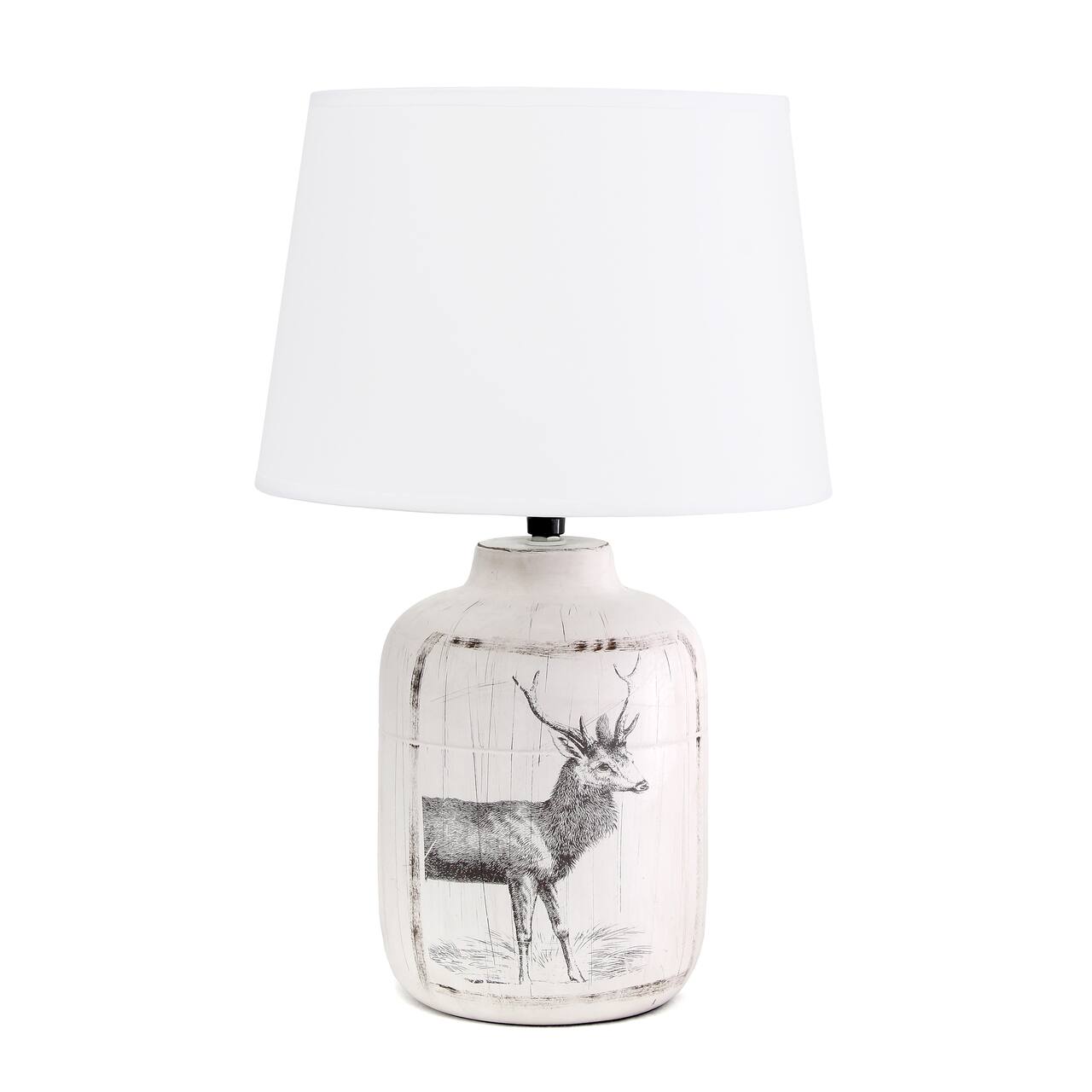 Simple Designs&#x2122; 18&#x22; Rustic Deer Buck Nature Printed Ceramic Table Lamp